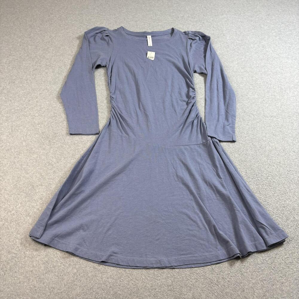 Dailey Practice Dress Women S Blue Fit & Flare Ruch Waist Puff Shoulder Comfort